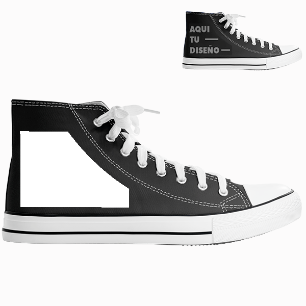 Zapatilla Tipo Converse Bota Negra. Frontal