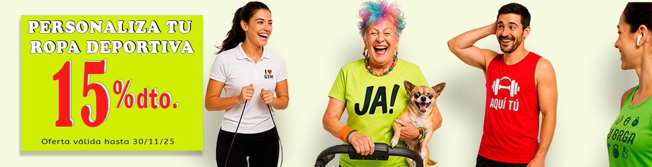 4 personas haciendo deporte, una señora mayor en medio con un perro en el brazo