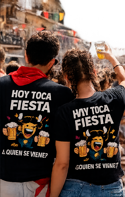 Camiseta divertida para fiestas de pueblo con frase personalizada