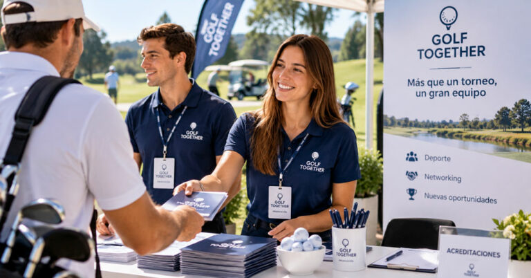 Polos personalizados para empresas en un torneo de golf corporativo